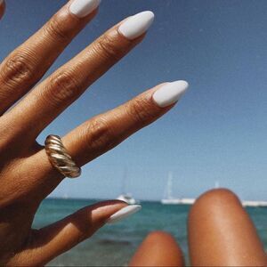 Gold croissant braided ring
